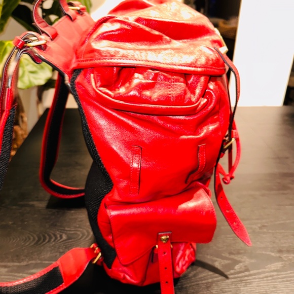 GUCCI 526908 GG Marmont Liber Taiga Cat Head Backpack Leather Red main image 12